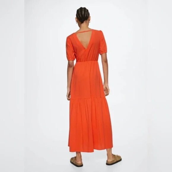 Mango Cantina Short Sleeve Vneck Maxi Dress - Picture 2 of 12